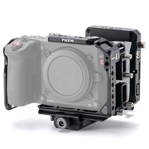 Tilta C50 Cage, Kamerakäfig-Power-Kit Kompatibel mit C50 mit ARCA-Empfänger, V-Mount-Batterieplatte – Schwarz TA-T93-C-B