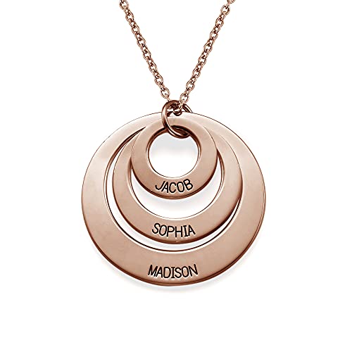 MYKA - Personalized Engraved 3 Disc Necklace for Woman - Custom Inscribed Dangling Round Disc Pendant with Names - Jewelry for Women, Mom - Gifts for Christmas, Mother's Day