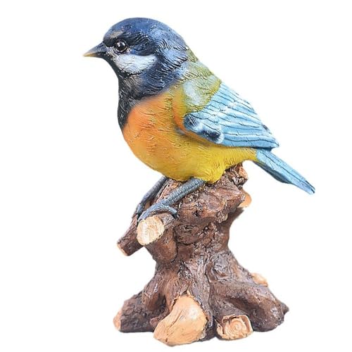 Vogel Figur Garten Skulptur - Kleine Tierstatue aus Kunststein für Draußen & Innen, Robustes Kunstdekor für Garten, Terrasse, Balkon, Wohnzimmer Deko Vogelstatue Kleiner Tiermodell Kunstdekor (B)