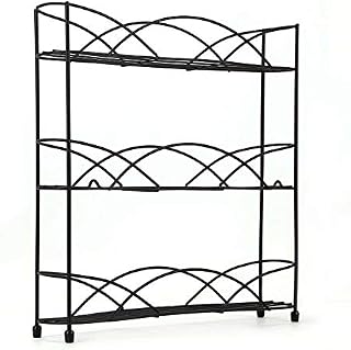 3 Tier Kitchen Spice Jar Bottle Storage Rack Shelves Cupboard Wall Mounted Jet Black Kitchen Storage Unit