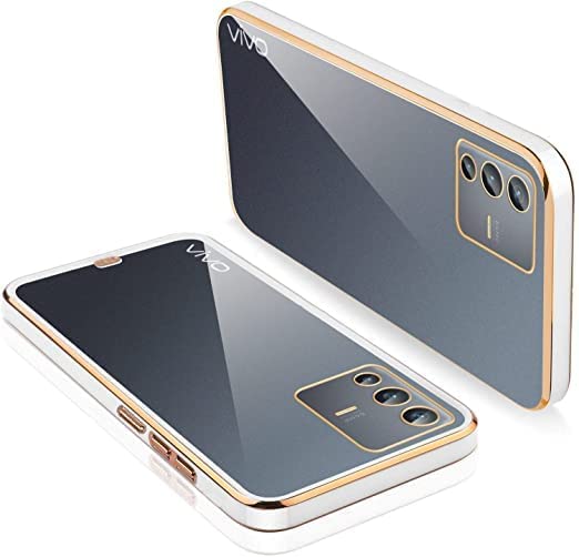V-TAN Soft TPU Shockproof Anti-Slip Transparent Electroplated Chrome case Back Cover with Camera Protection Compatible with Vivo V23 (White) (B0BBMN43LH) Amazon Price History, Amazon Price Tracker