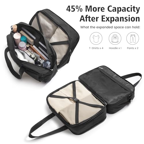 G4Free Expandable Duffle Bag for Travel Weekender Overnight Carry On Tote Duffel Bags for Men Women (Black)2