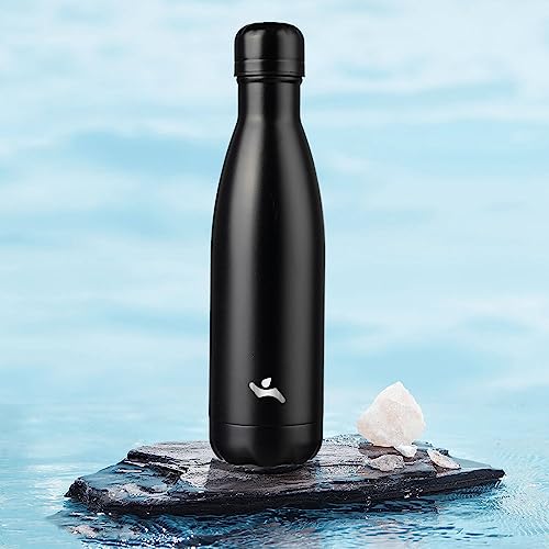 Image of Konokyo Insulated Water Bottles,17 oz Double Wall Stainless Steel Vacumm Metal Flask for Sports Travel,Midnight Black
