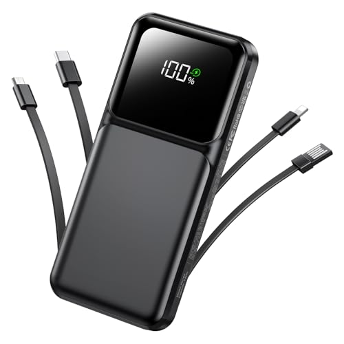 RONEGN Portable Charger Power Bank with Built in Cable 20000mAh