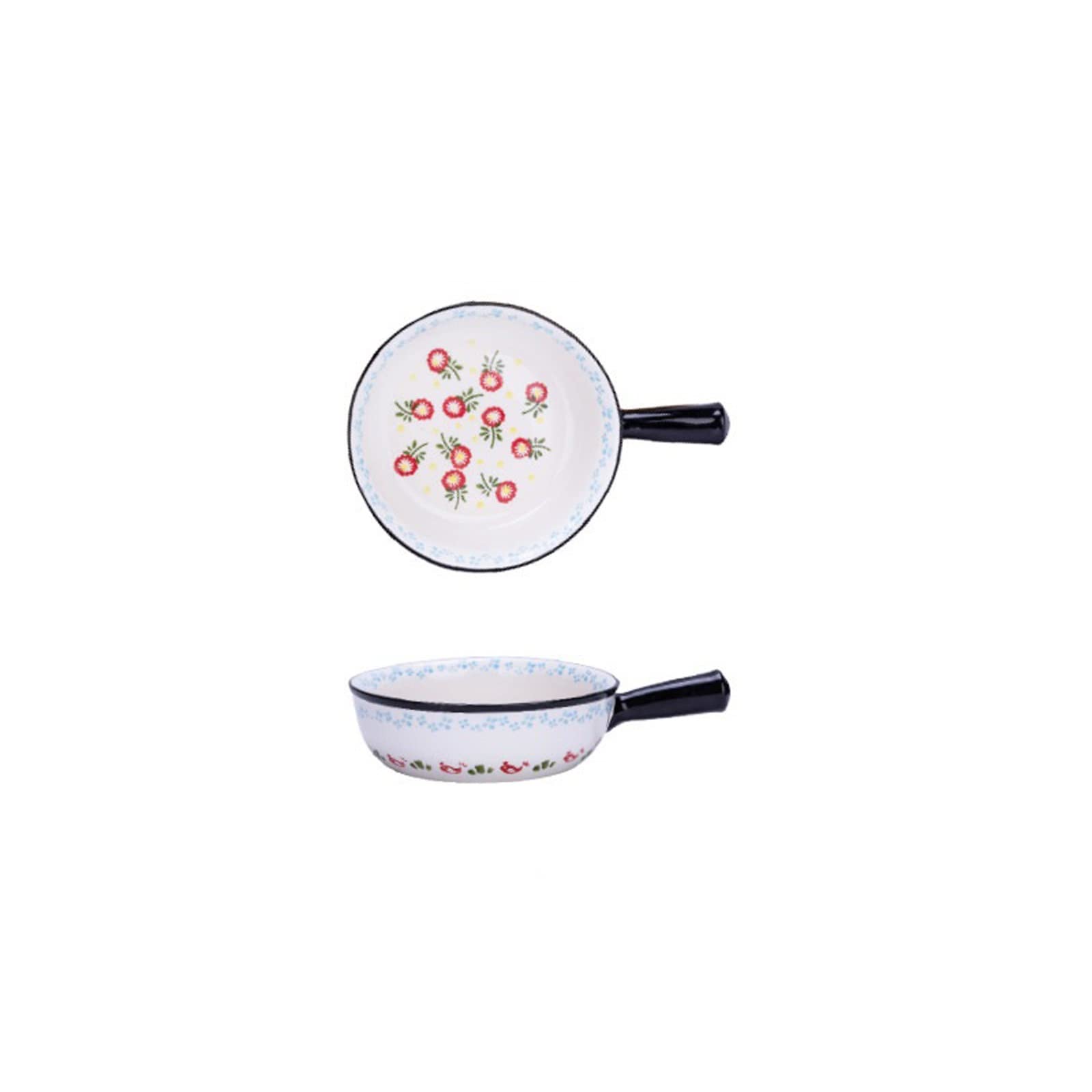 Kitchen Baking Dish Ceramic Glaze Baking Bowl with Handle Salad Bowls Barbecue Cheese Baked Rice Baking Pan Round Bakeware Tary Cooking Bakeware (Color : D)