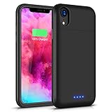 Battery Case for iPhone Xr, 5500mAh Conqto Portable Protective Power Charging Case Compatible with iPhone Xr(6.1 inch) Rechargeable Extended Battery Charger Case Power Bank Charging Case Cover-Black