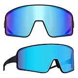 Picture of MAXJULI Youth Kids Polarized Sunglasses for Boys and Girls,Windproof Outdoor Baseball Sports Cycling UV400 Protection Sun Glasses 7705(Black/Blue)