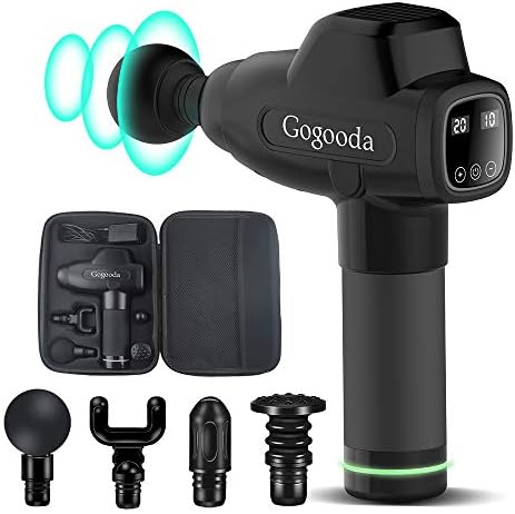 Massage Gun, Professional Handheld Deep Tissue Muscle Massage Gun, Cordless Vibration Percussive Massage Device with Portable Case Helps Relieve Muscle Soreness and Stiffness for Athletes (Black)