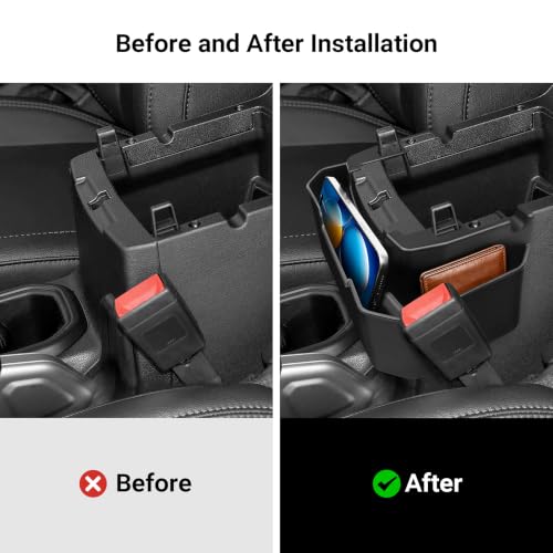 Image of Center Console Hanging Storage for 2018-2025 2026 Jeep Wrangler JL JLU 4XE Gladiator JT Accessories Organizer Tray Armrest Storage Bag ABS