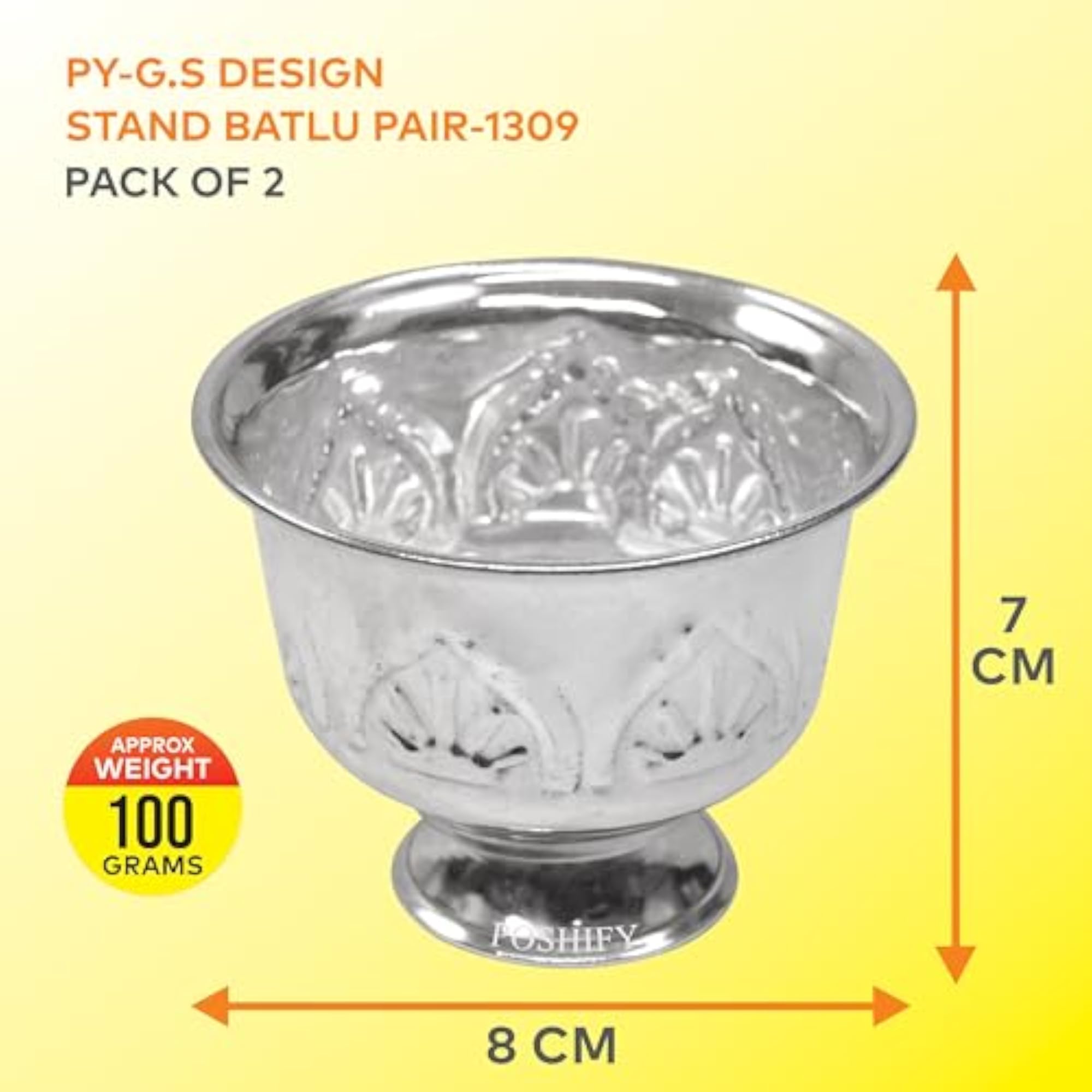 Traditional German Silver Stand Batlu Bowls for Puja, Pack of 2