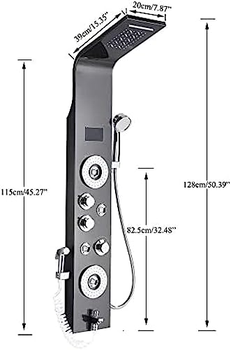 Panel de ducha torre de acero inoxidable con sistema de masaje por lluvia y juego de boquillas - Negro 8006L miniatura 4