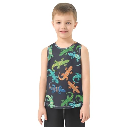 J JOYSAY Colorful Lizard Black Boys Tank Top Sleeveless Muscle Shirts Quick Dry Workout Active Sport Kids T-Shirts 3-15T2