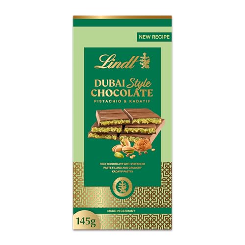 Lindt Dubai Style Chocolate Bar Milk Chocolate with Pistachio and Crunchy Pastry Made in Germany