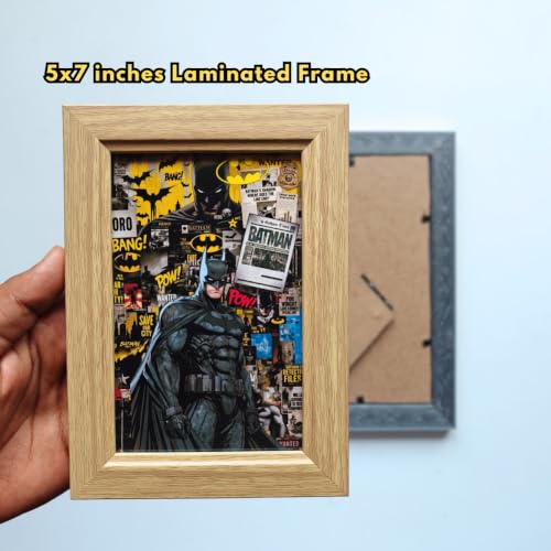 Image of TenorArts Batman Gift Box Merchandise for Fans - 5x7 Inches Laminated Photo Frame,1 Keychain, 1 Badge, 4 4x6 inches Posters, 7 Multi sized Stickers - 5 items in 1 Box | Perfect for Gifting Fans