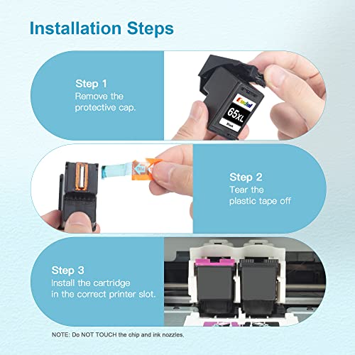 65XL Ink Cartridges Black/Color Combo Pack High Yield Replacement for HP Ink 65 65XL Work for HP DeskJet 3755 3772 3700 3722 3752 2600 2622 Envy 5055 5000 5070 5052 5014 Printer (1 Black,1 Tri-Color) - Image 7