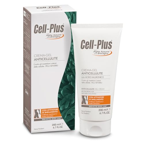 CELL PLUS Crema-Gel Anticellulite 200ml con Alghe Azzurre della Bretagna, Centella e Acqua d’Arancia, Idratante, a Rapido Assorbimento, Non Unge, per Pelli Sensibili