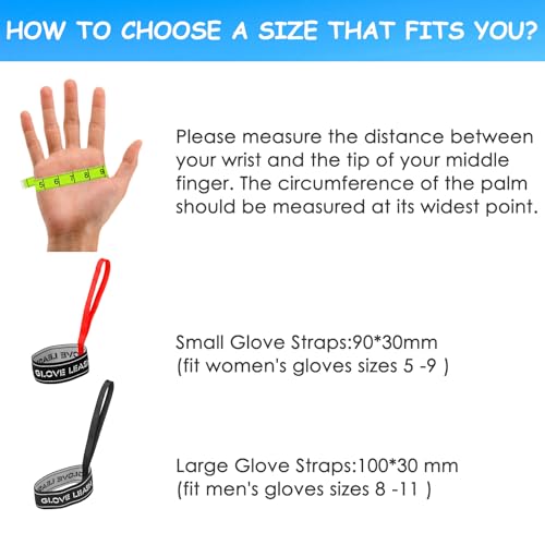 Aolamegs 2 Pairs Men's Ski Glove Leash, Durable Ski Glove Wrist Straps, Elastic Glove Straps for Skiing, Perfect Mountaineering & Ski Accessories for Hanging Gloves (Size 8-11)