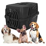 Caixa Transporte Para Cães e Gatos Até 25kg Nº 4 | Viagem Aérea e Carro | Trava de Segurança | Caixa Plástica Resistente Ventilada 62x42x36cm (Preto)