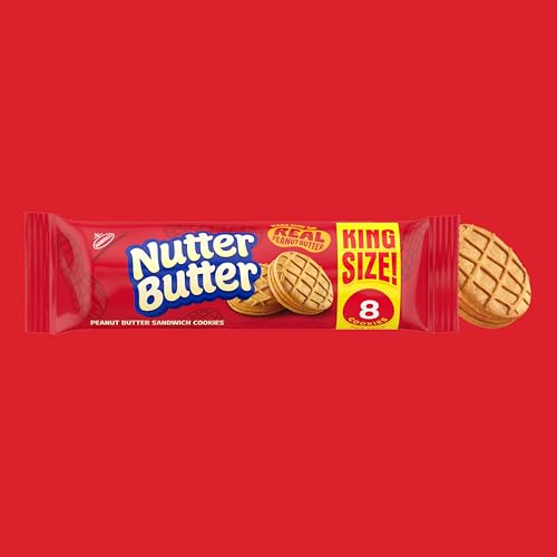 NUTTER BUTTER Peanut Butter Sandwich Cookies, King Size, 10-3.5 oz Snack Packs
