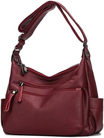 Artwell Women Crossbody Bag Soft PU Leather Purses and Handbags Multi Pocket Hobo Shoulder Bag (Burgundy)
