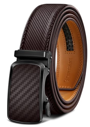 Image of KEMISANT Belt Men, Sliding Ratchet Belt Genuine Leather For Gift Mens Dress Pants Oxfords,Size Adjustable
