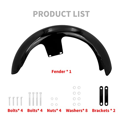 Image of 21-Inch Front Fender Fit for Harley Touring 1996-2023 | Gloss Black Front Mudguard for 120 /R21 Tires, Fits Road King, Road Glide, Street Glide, Electra Glide and Custom Baggers