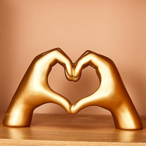 image for OTARTU Golden Gesture Heart Hands Statue,Heart Sculpture Decoration, M