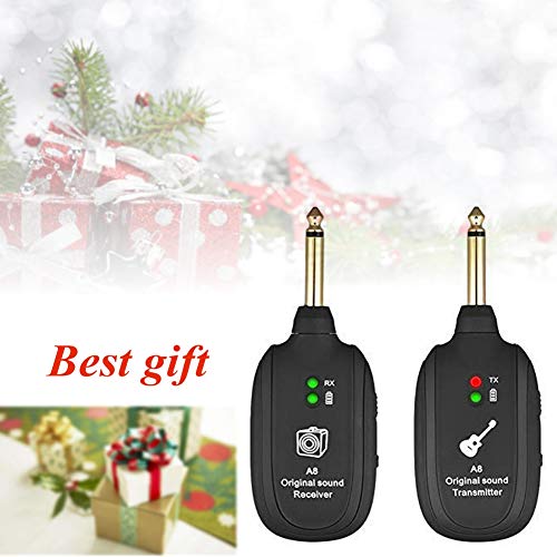 Sistema inalámbrico UHF para guitarra, transmisor y receptor, con batería recargable integrada, conjunto de transmisión de audio para guitarra eléctrica y bajo miniatura 5