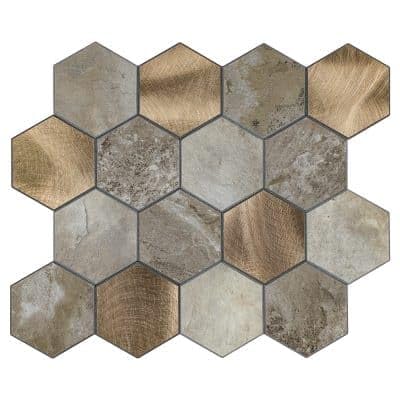 Selbstklebende Mosaikpaneele Wandverkleidung – XL Hexagon mit V-Fuge in...