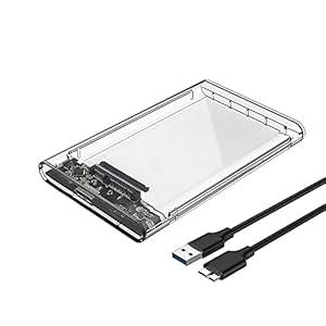 Reletech 2.5″ External Hard Drive Enclosure, SATA to USB 3.1 Tool-Free Clear for 2.5 Inch SSD & HDD 9.5mm 7mm External Hard Drive Case Supports UASP SATA
