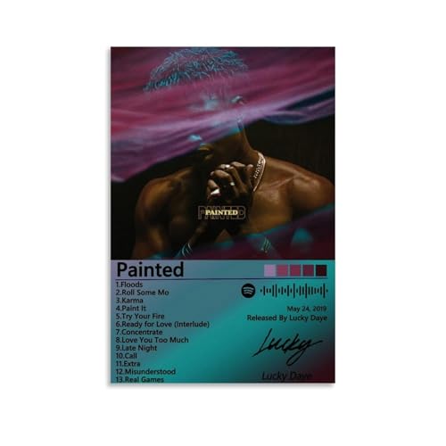 Lucky Daye PaintedArt - Lienzo impreso de pinturas al óleo, reproducción moderna en lienzo, ilustraciones abstractas de paisajes impresos en lienzo, arte de pared para decoración del hogar y la