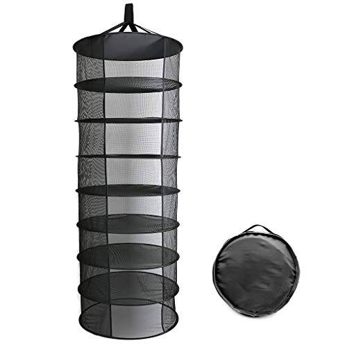 SXXYXH Dry Net, 60 Cm 8-Storey Basketball Hanging Drying Net Drying Rack for Plants Flowers And Herbs (Black)