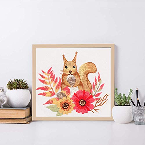 3 Pack Embroidery Kit for Beginners, Cross Stitch Starters Kits for Adults Kids with Pattern Needlepoint Embroidery Hoops Cloth Color Thread Floss Animal Flowers Plants Cactus
