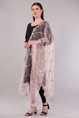 Gold Embroidered Net Dupatta/Lightweight Sheer Shawl/Scarf/Wrap3