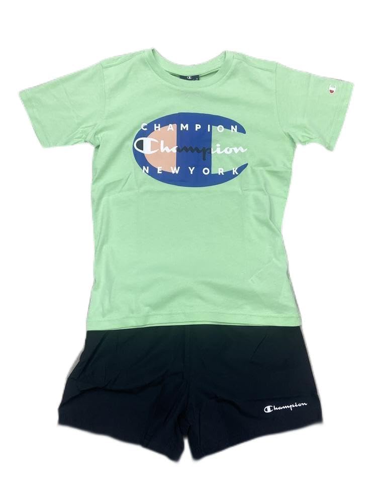 Champion Legacy Back To The Beach B-Graphic Pastel Crewneck Camiseta & WR Shorts Completo para Niños