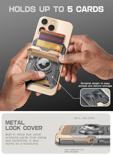 Image of SUPCASE for MagSafe Wallet with AirTag Holder, Hold 5 Cards, DesertGold