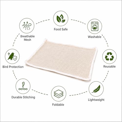 Image of Papad Drying Cloth with Net Zip | Cotton Food Drying Cloth for Sun Drying | Reusable Mesh Drying Mat for Papad, Vadagam, Millets, Grains, & Dry Fruits | Protects from Birds, Dust & Insects | Breathable Material