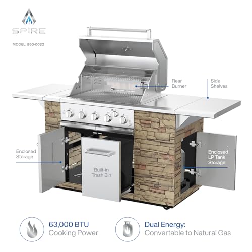Image of SPIRE 5 Burner Gas Grill Island Head, Stainless Steel 30 inch Built-In Grill