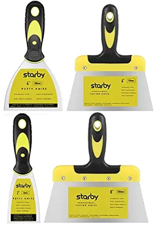 Starby 2 ? 4 ? 6 ? 8 ? Stainless Steel Putty Knife Set |Putty Scraper, Tool for Drywall Finishing, Plaster Scraping, Decals, and Wallpaper (4 Pack)