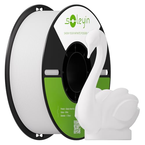 Soleyin PLA Filament 1.75mm Neatly Wound 3D Printer Filament 1kg Spool (2.2lbs) High-Speed Printing Dimensional Accuracy 0.02mm Strong Toughness No Warping Fit Most FDM 3D Printers White