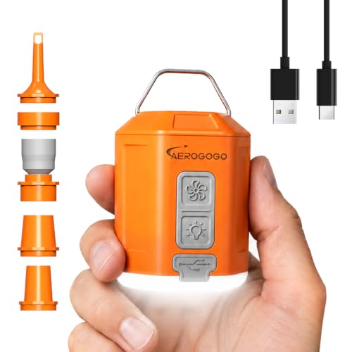 Portable Air Pump 4.2kPa Air Pump for Inflatables Rechargeable GIGA PUMP 4 with Camping Light Ultra Air Mattress Pump for Pool Floats Swimming Rings Camping Pad Sleeping Pads