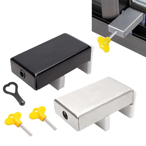 MUYAPAY 2 Pièces Fermeture Baie Coulissante Serrures de Fenêtre Verrou Porte Sécurité Verrous Réglables Fermeture Serrure Réglable Sécurité Enfants avec Clé Arrêt pour Fenêtre Coulissante