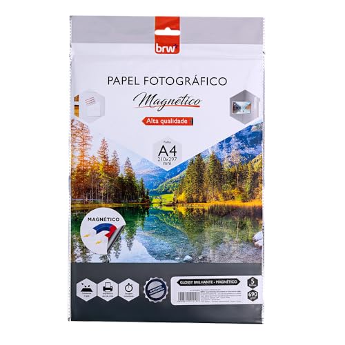 BRW Papel Fotográfico Imantado Glossy Magnético A4 690Gr 5 Folhas