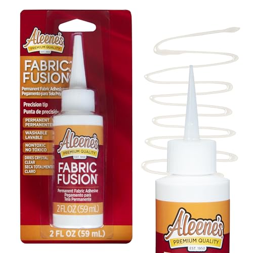 Aleene's Fabric Fusion Needlenose Glue, Permanent Hold, Precision Tip for Easy Application, Ideal for All Crochet Crafts, Clothes, Denim, Polyester, Cotton, Sewing - 2 fl. oz. Dries Flexible