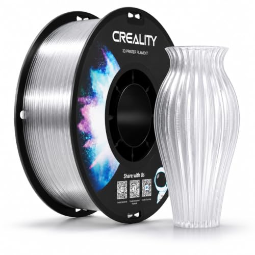 Image of Creality PETG 3D Printing Filament 1.75mm, Excellent Toughness High Precision, Odorless Non-Toxic Moistureproof, 1kg(2.2lbs) Glossy PETG Filament for 3D Printer (Transparent)