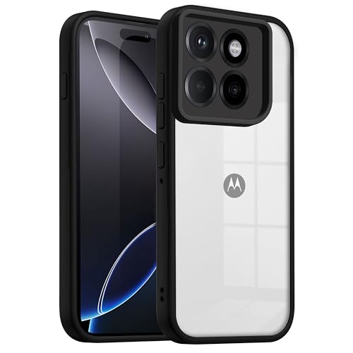 Image of V-TAN Back Cover for Motorola Edge 60 Pro 5G, Transparent Clear Case Compatible with Motorola Edge 60 Pro, TPU, Camera Protective, Scratch Resistant Shockproof Mobile Cover with Anti-Slip Grip (Black)