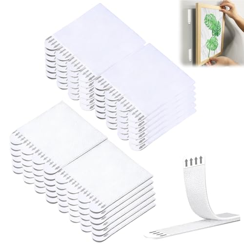 48 pares de tiras para colgar en la pared, sin clavos, tiras grandes para colgar cuadros resistentes, calcomanías reutilizables para marcos de fotos, sin daños para marcos, carteles, hoteles