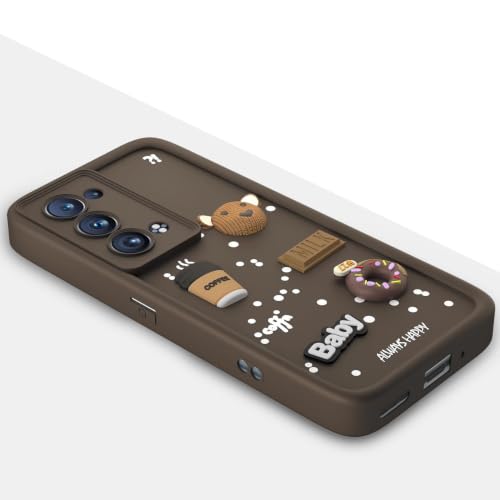 Image of Bintage Back Cover Compatible for Oppo Reno 5 PRO 5G | Cute 3D Taddy Ball Bear Milk Cake Coffee Silicon Case Full Body & Camera Protection - Brown