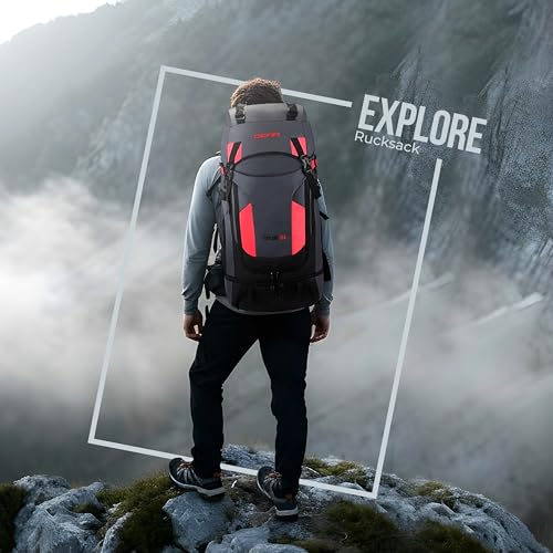 Image of Gear Explore 75L Extra Large Water Resistant Rucksack /Travel bag /For Men & Women(Grey - Red)