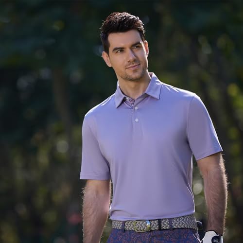 Image of Mens Polo Shirts Short and Long Sleeve Casual Solid Stylish Dry Fit Performance Designed Collared Golf Polo Shirts for Men